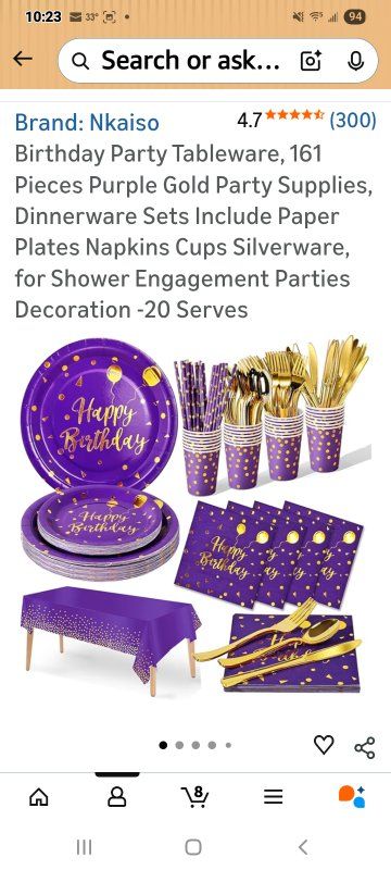 New in Box! 161 Pic Purple/Gold Dinnerware Set