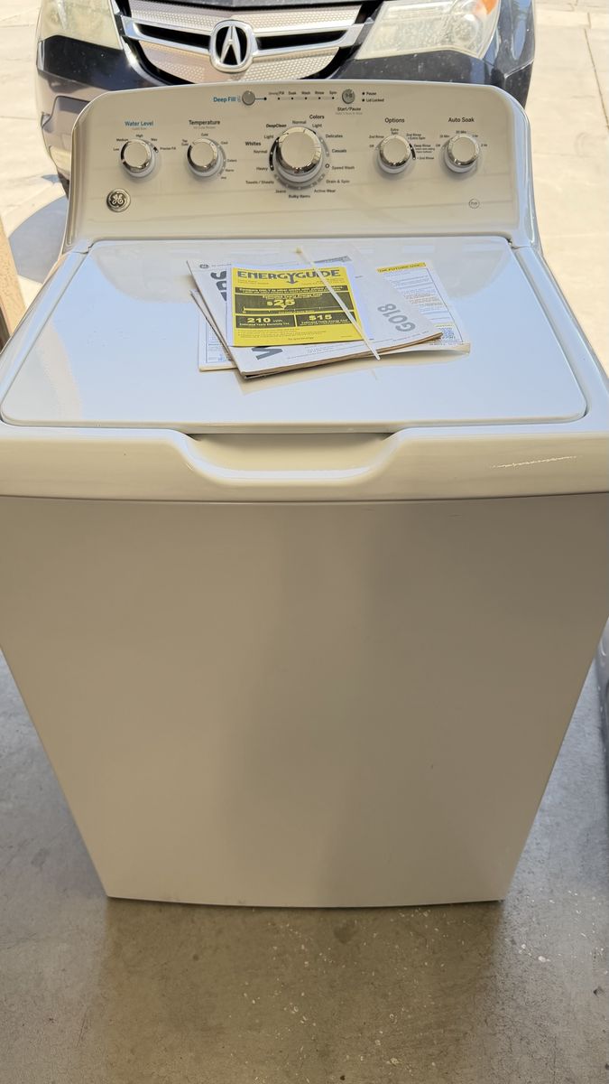 GE White Top-Load Washing Machine with Deep Fill & Auto Soak Functions