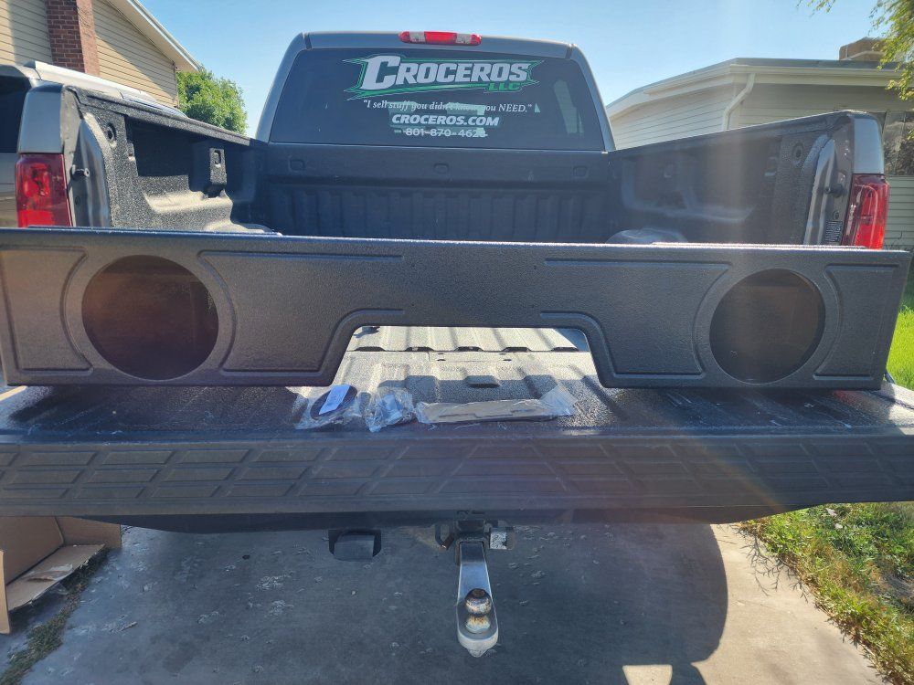 Chevy or gmc 07-18 Dual 8" Subwoofer Box for Truck Audio - Black Textured Finish, Sealed Enclosure