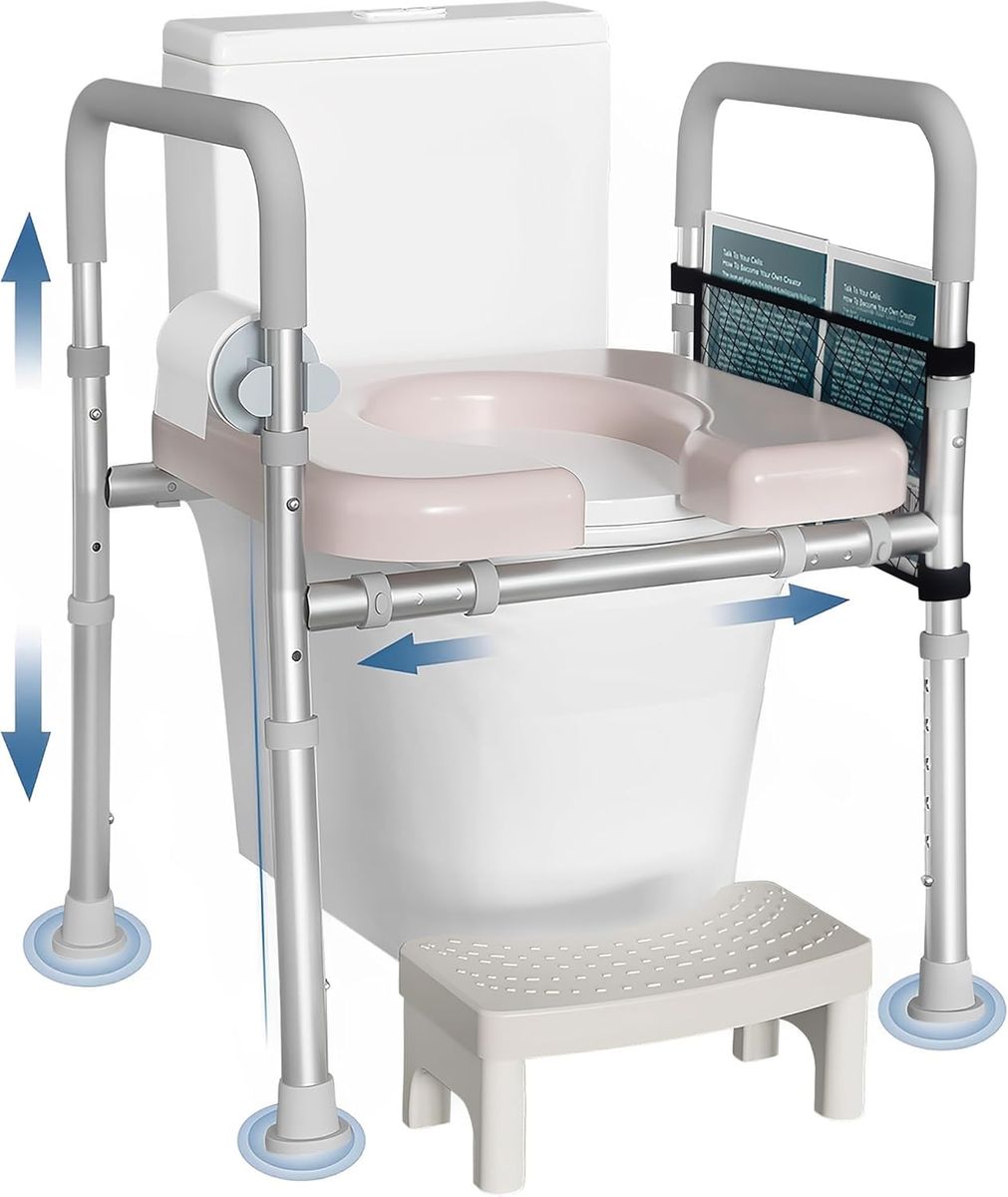 New Raised Toilet Seat with Handles, Toilet Seat Riser for Seniors with adjustable Height and Width