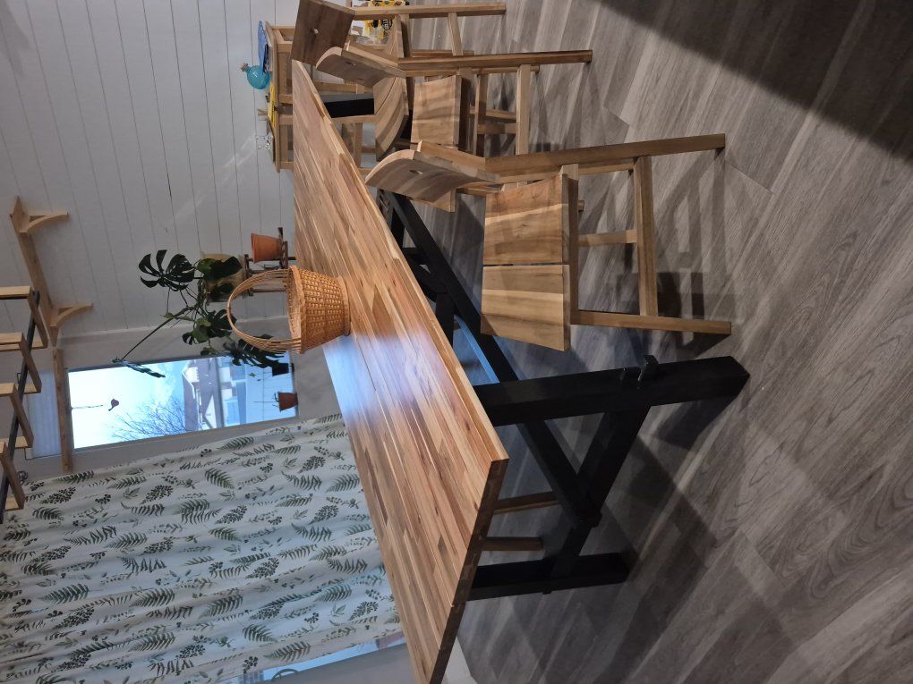 Solid Wood Table, Chairs, & bench