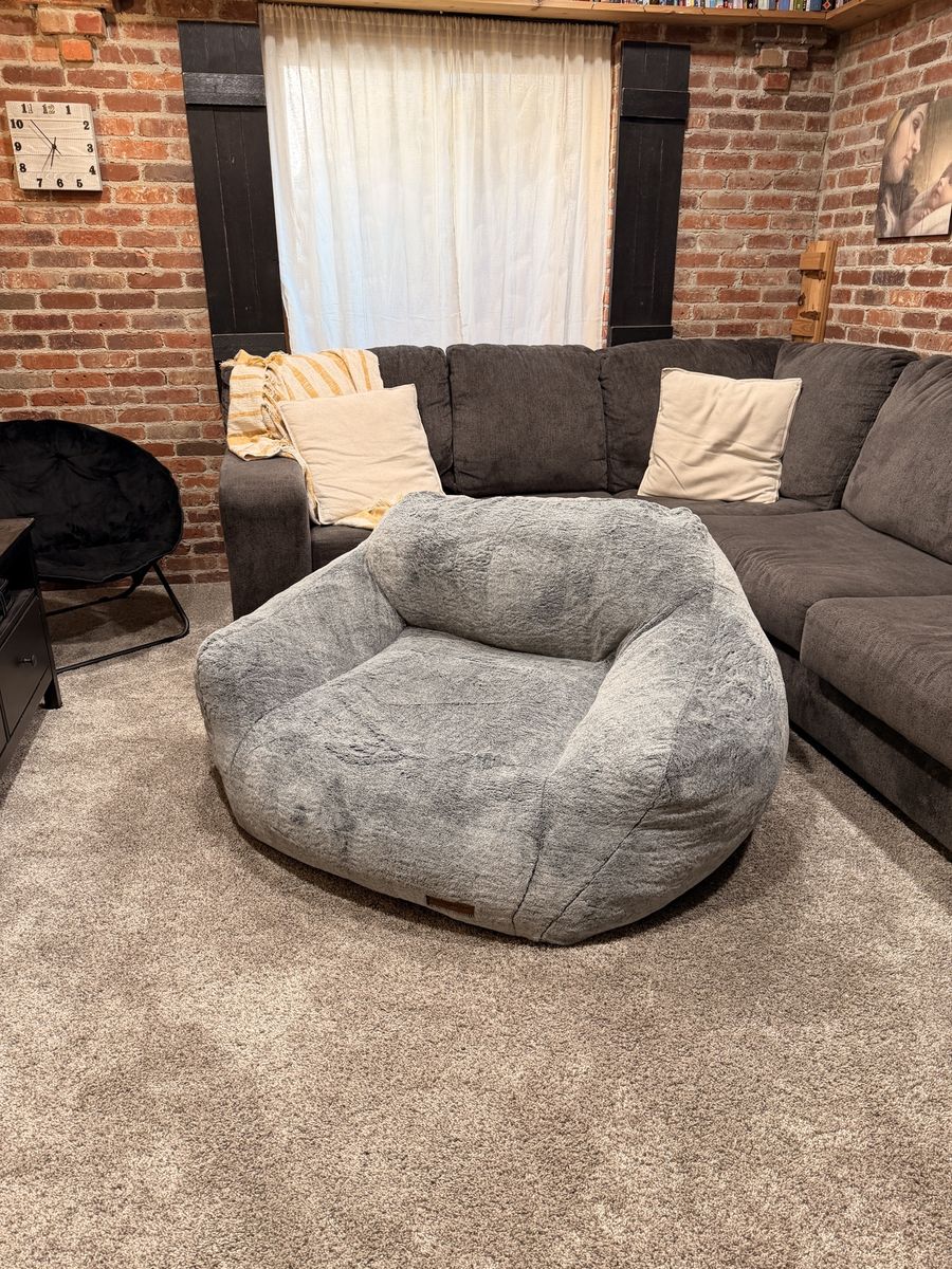 Large Gray Bean Bag Chair