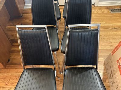 Vintage Chromecraft MCM black chairs, set of 6