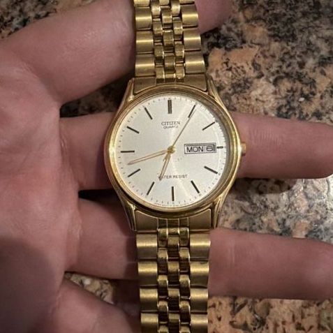 Citizen Quartz Gold-Tone Watch with Day/Date Display - Water Resistant