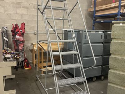 9 Step Rolling Platform Warehouse Ladder