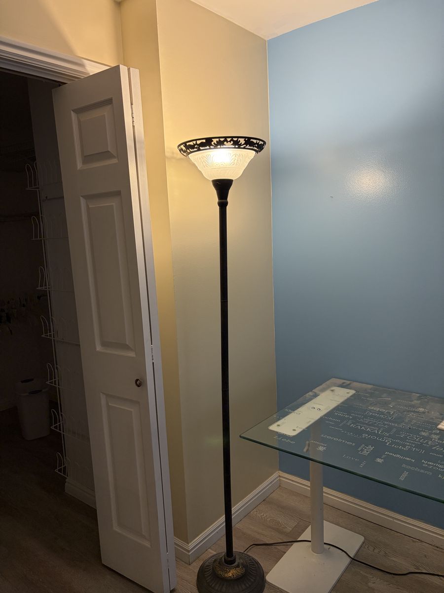 Vintage Style Floor Lamp with Frosted Glass Shade