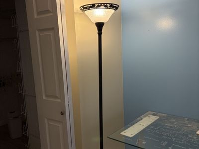 Vintage Style Floor Lamp with Frosted Glass Shade