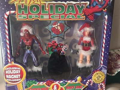1997 Toy Biz Marvel Comics Spider-Man & Mary Jane Holiday Special limited edition action figure two-pack.