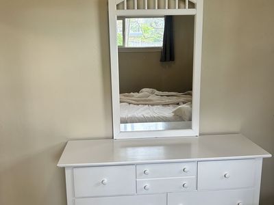 White wooden Dresser with Mirror