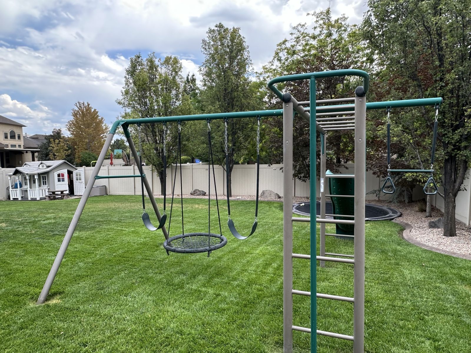 Lifetime Monkey Bar Adventure Swing Set Playset with Web Swing & Slide Model 91028 Earthtone