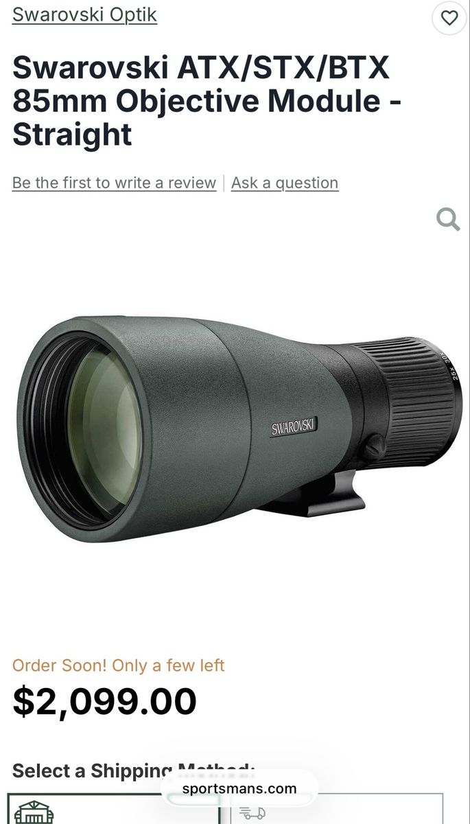 Swarovski atx/stx model 85mm objective. 