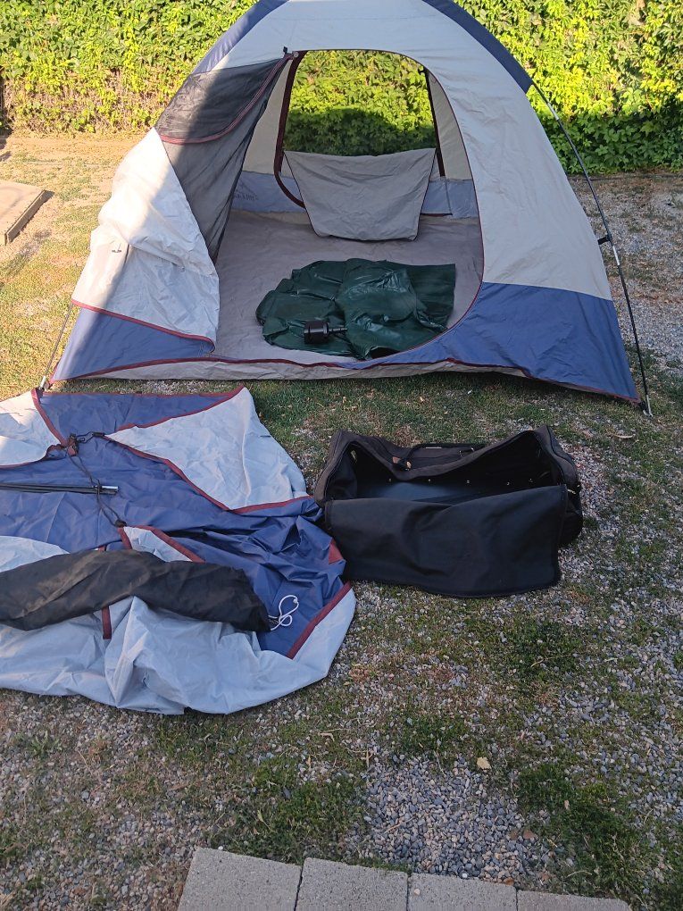 Used Camping Tent with Air Mattress and Carry Bag - Ready for Your Next Adventure!
