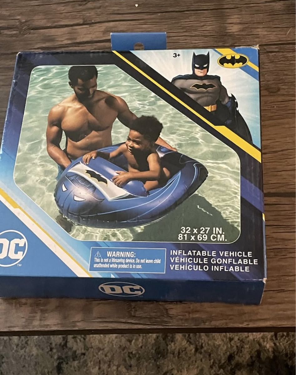DC Comics Batman Inflatable Pool Float Vehicle for Toddlers, 32 x 27 inches, Ages 3+