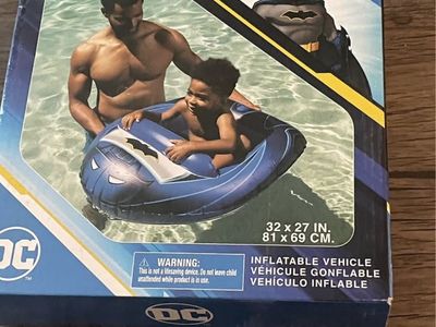 DC Comics Batman Inflatable Pool Float Vehicle for Toddlers, 32 x 27 inches, Ages 3+