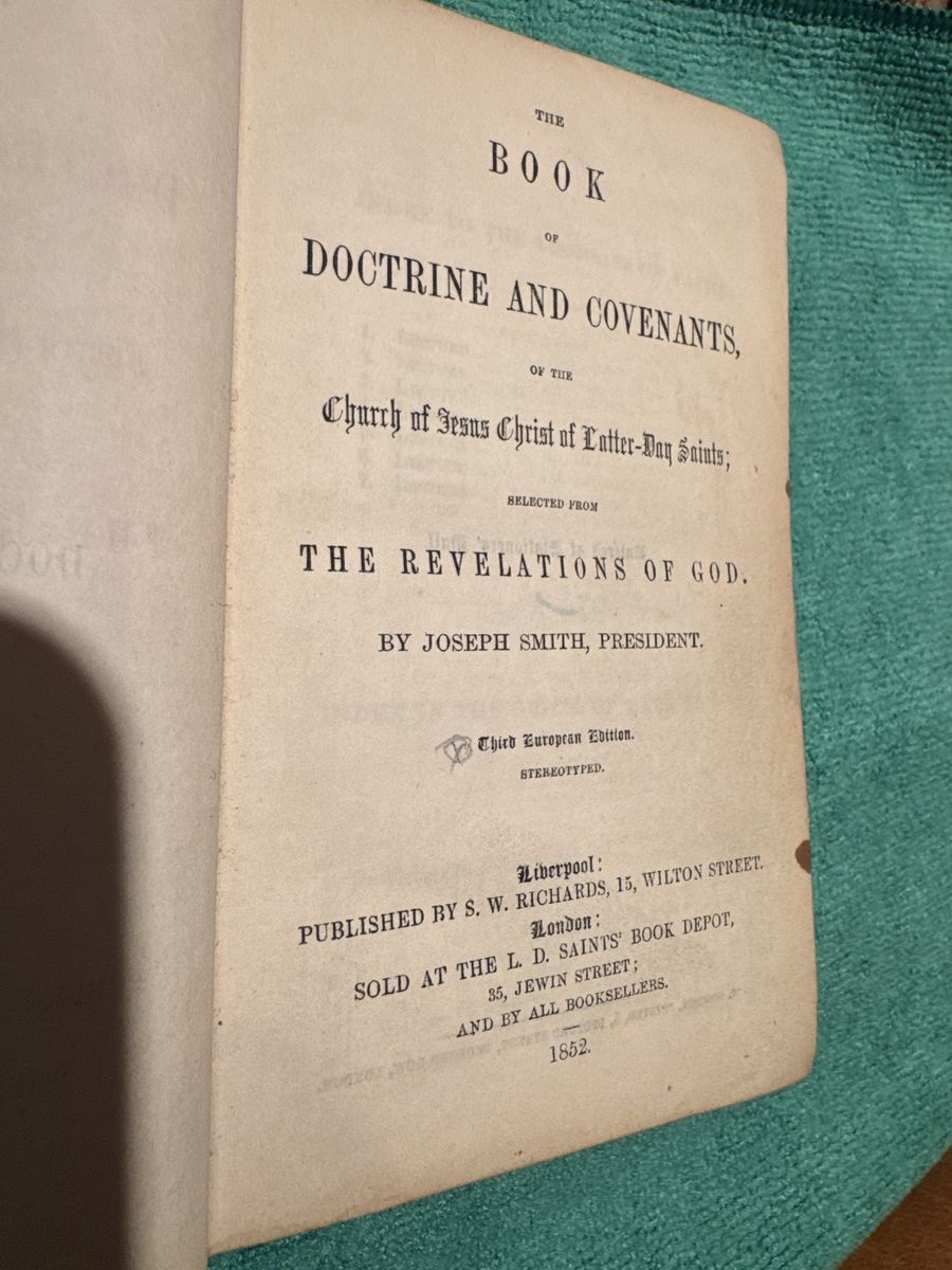 1852 year Book of Doctrine and Covenants - RARE old LDS