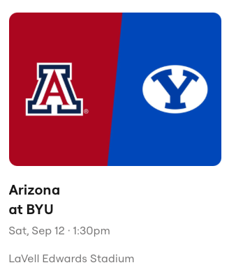 Fantastic Below Cost $125 each for 6 Great Seats on the Aisle, #14 BYU vs Arizona SOLD OUT Football Game!