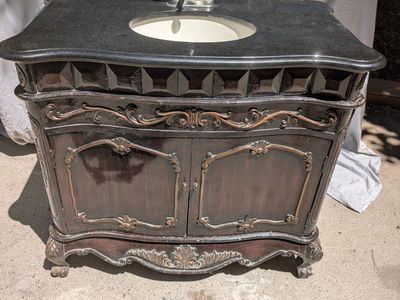 Elegant Bathroom Vanity with Immaculate Black Granite Top