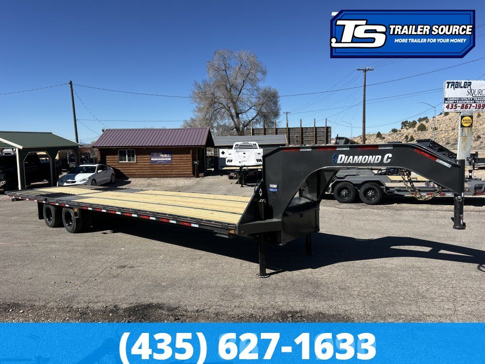 8.5x35 Diamond C FMAX-HDT 212 Gooseneck Hydraulic Dovetail Equipment Trailer -  25.9K GVWR - Hydraulic Jack(s)