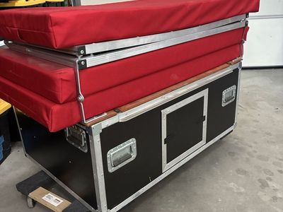 Camper van bed and kitchen