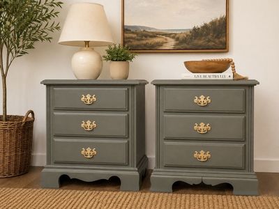 Set of green coordinating nightstands