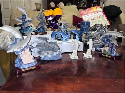 Dolphin Figurine Collection - Assorted Ceramic & Resin Decorative Statues