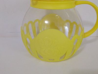 Yellow Glass Popcorn Popper Maker with Handle and Lid