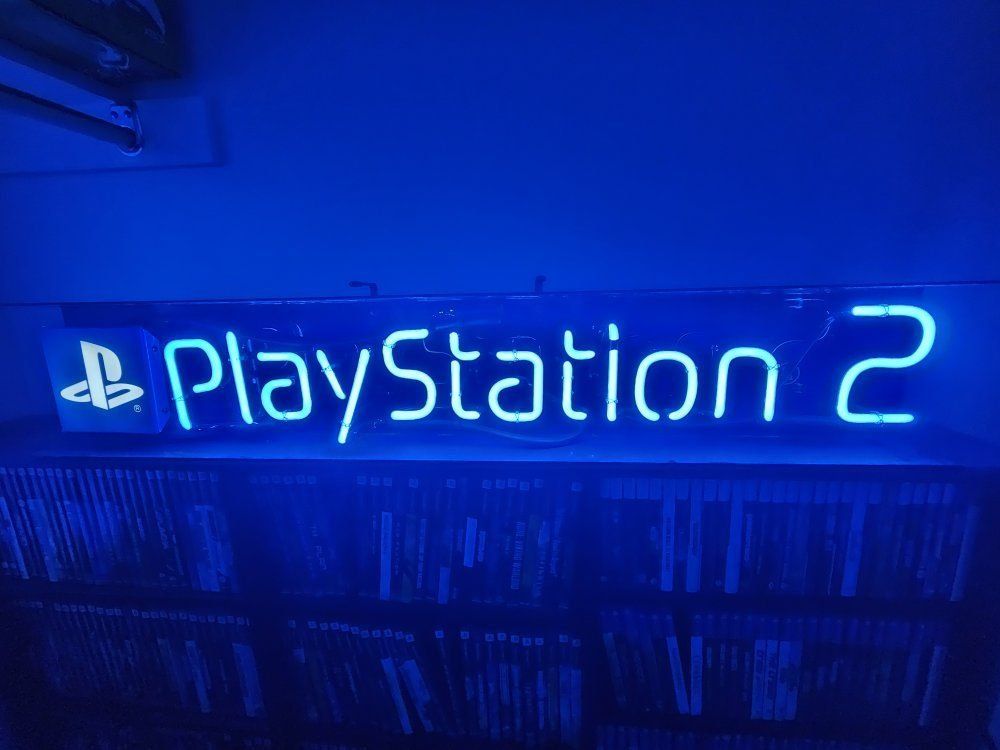 Vintage PlayStation 2 PS2 Store Display Blue Neon Sign Light