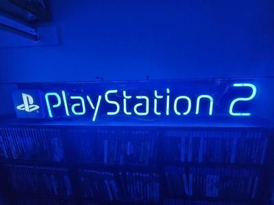 Vintage PlayStation 2 PS2 Store Display Blue Neon Sign Light