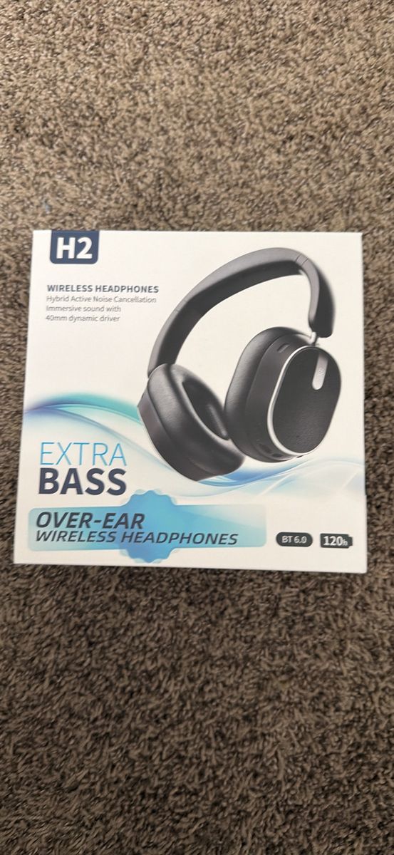 H2 Wireless Over-Ear Headphones with Hybrid Active Noise Cancellation & Extra Bass