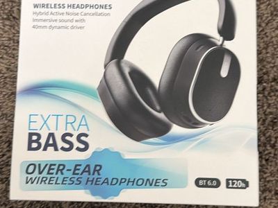 H2 Wireless Over-Ear Headphones with Hybrid Active Noise Cancellation & Extra Bass