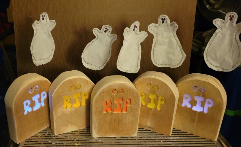 Wood Tombstones with Ghost