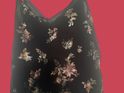 Banana Republic Women's Black Sequin Floral Camisole Tank Top Size L NWT