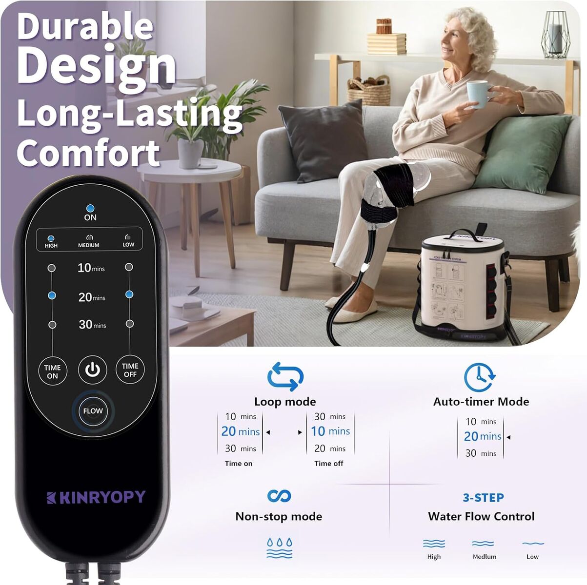 Kinryopy Portable Ice Therapy, Knee, Shoulder, ankle, feet, Programmable Timer