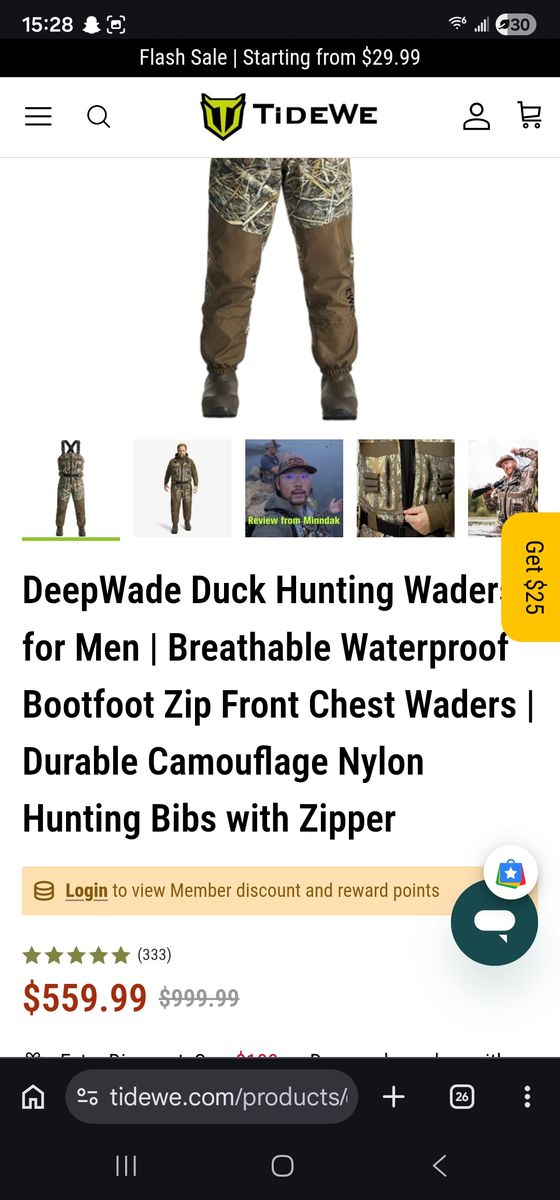 Tidewe 1600gm thinsulate duck hunting waders.