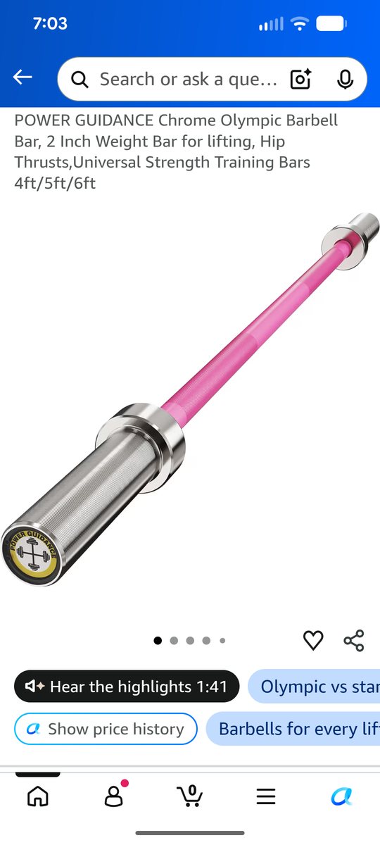 6ft power guidance Olympic bar 2"