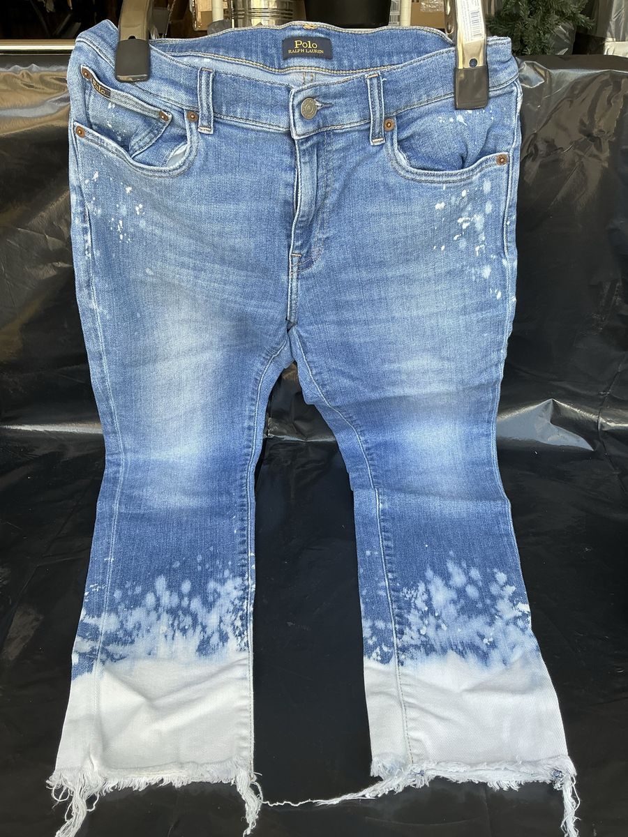 Polo Ralph Lauren Bleach Splatter Dip Dye Jeans Size 30R Stretch High Rise