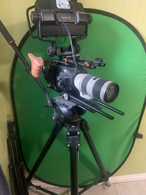 Blackmagic URSA Mini Pro Cinema Camera Setup with Canon RF 70-200mm Lens & Rig Accessories