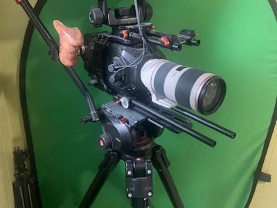 Blackmagic URSA Mini Pro Cinema Camera Setup with Canon RF 70-200mm Lens & Rig Accessories