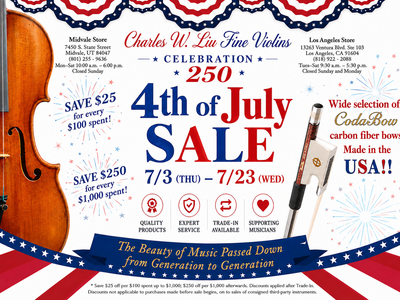4th of July Celebration Sale violin/viola/cello/bass/bow/case