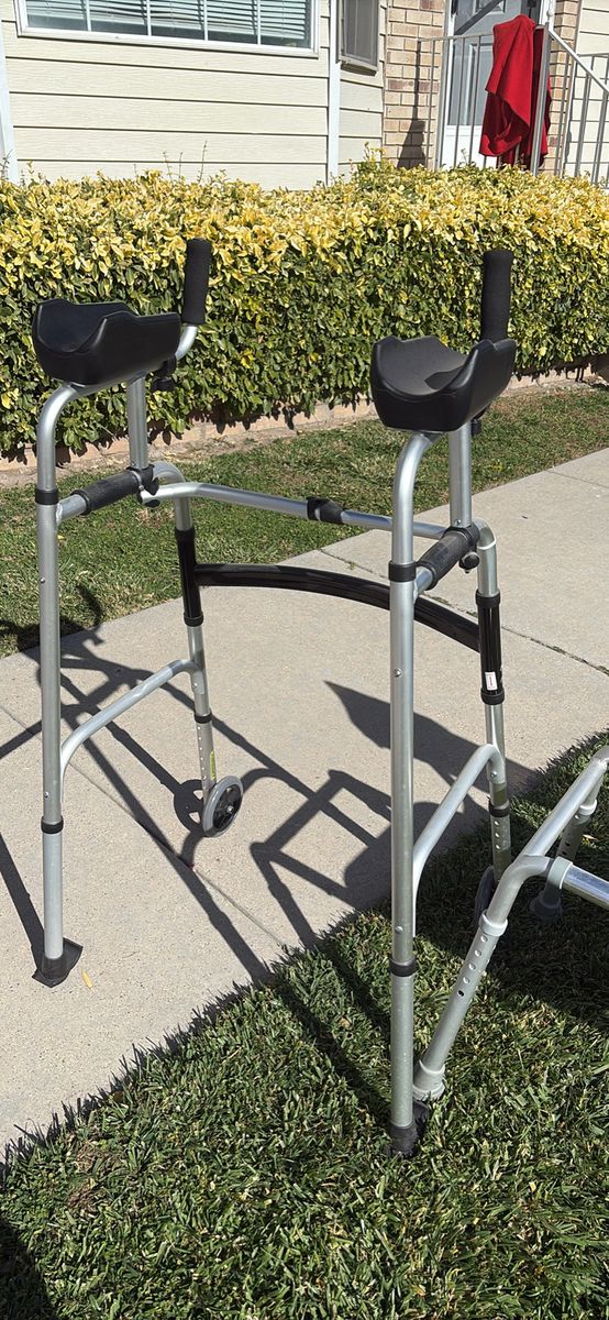 Adult walker and bench