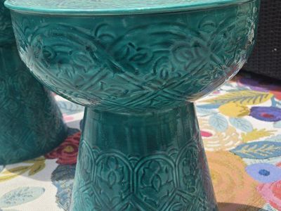 Anthropologie Pair Indoor/ Outdoor Enamel Garden Stools