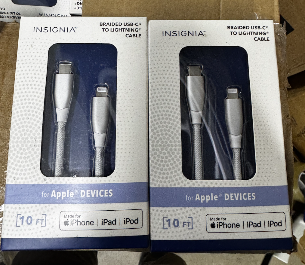 NEW Two Pack Insignia™ - 10' USB-C to Lightning Charge-and-Sync Cable - Moon Gray
