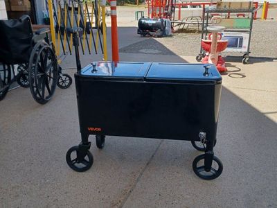 VEVOR Rolling Ice Chest Black Rolling Cooler Cart with Wheels