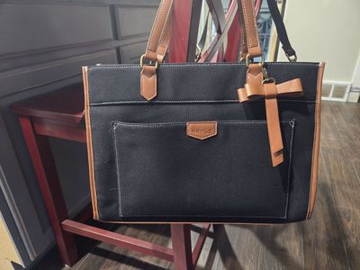 Keyli Black & Tan Laptop Tote Bag / Work Purse