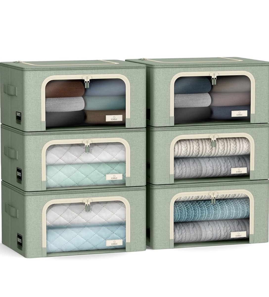 New 6 Pack Storage Bins Fabric Foldable