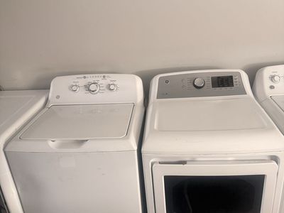 GE White Top Load Washer & Dryer Set