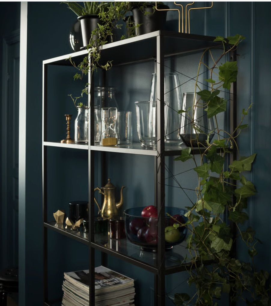 Ikea Metal Black Glass Shelving