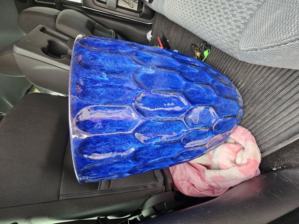 6 Large blue ceramic pots