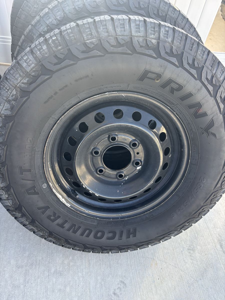 Prinrix HiCountry A/T 265/75R16 Tires with Black Steel Rims