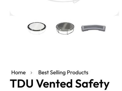 TDU Vented Safety Pad ROUND for Trampoline - Various Sizes, Gray